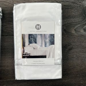 Hotel Collection.  Italian Percale 2 King Pillow Cases. Color White.
